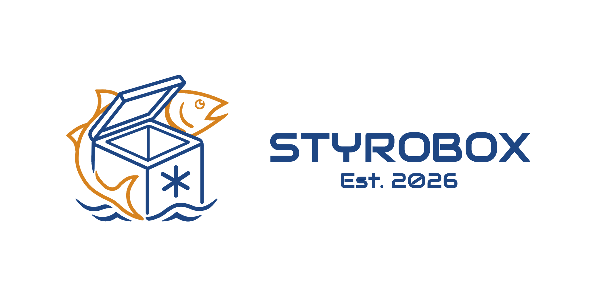 Styrobox Logo with a fish surrounding a polystyrene box next to the Styrobox text with established in 2026.