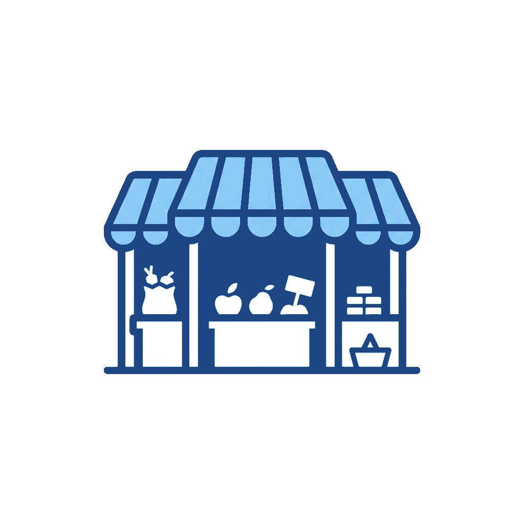 Market Icon with Fresh produce on display.